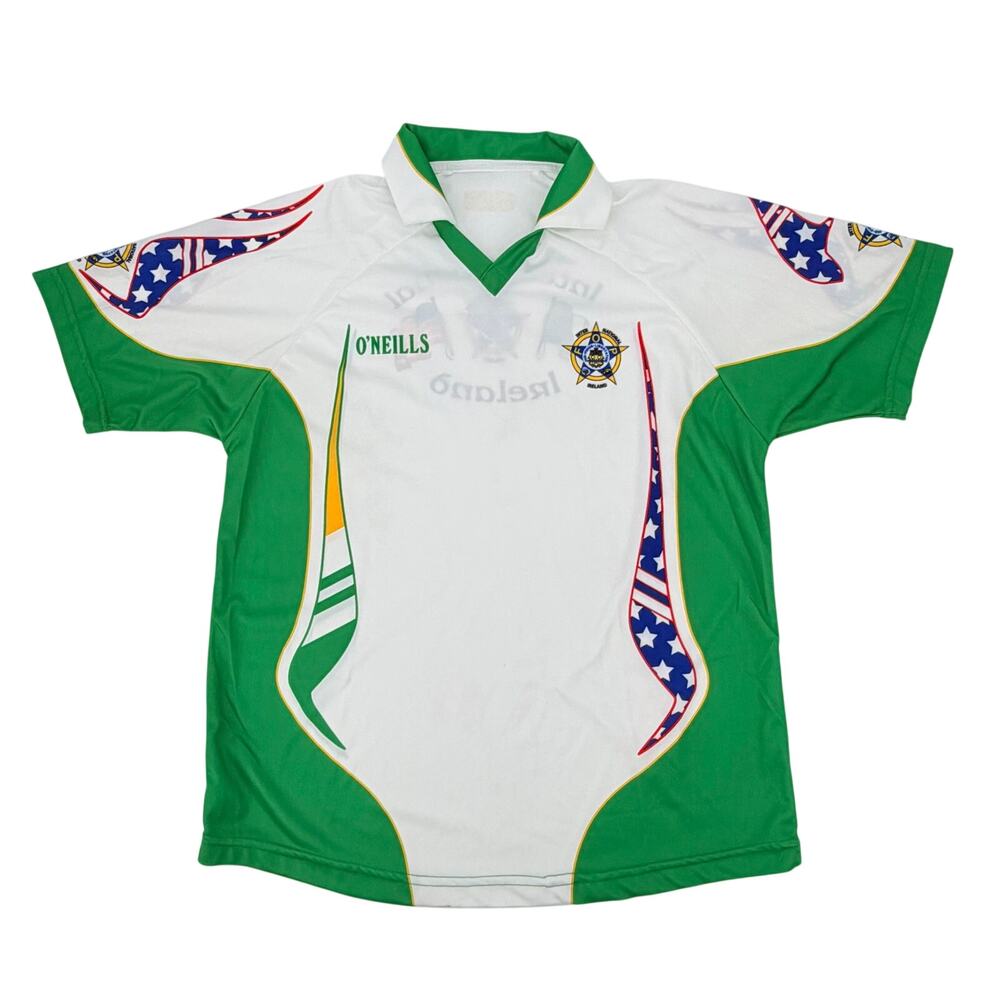 O’Neills Ireland Polo Jersey XL Green White USA Flag Made in Ireland
